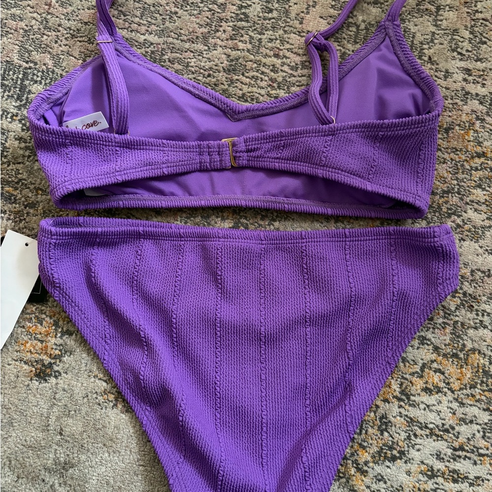 Salt + Cove Purple Textured Ribbed Bikini Set - Picture 2 of 3